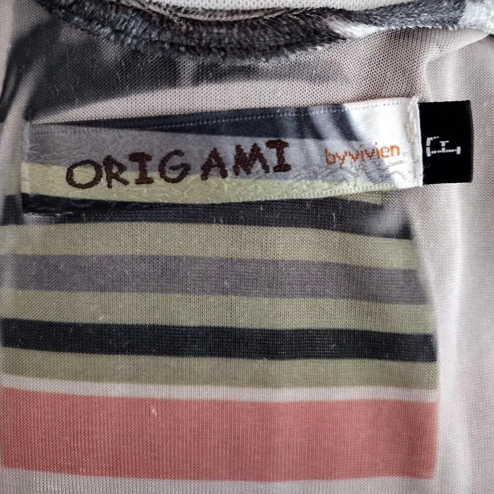 Origami by Vivien GORGEOUS Boho Velvet Velour Striped Open-Front Kimono Topper - Picture 7 of 8